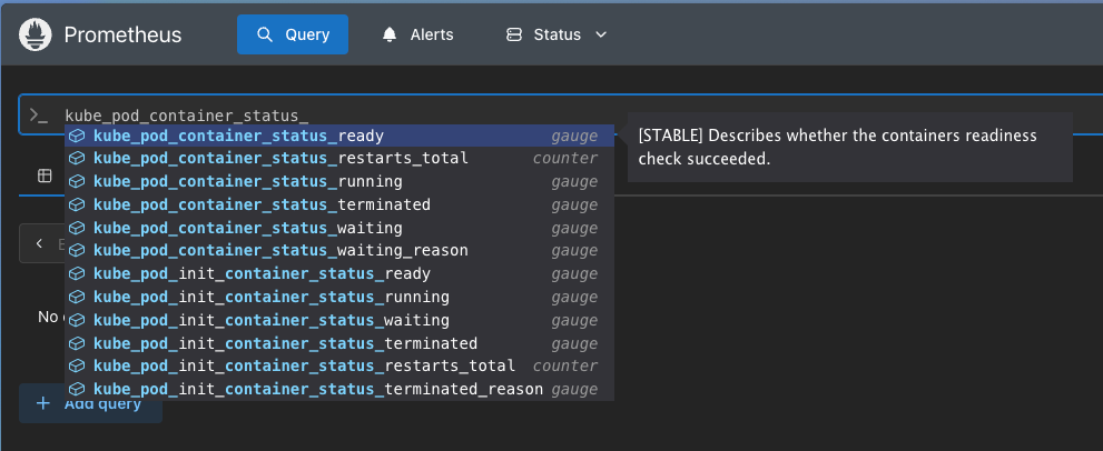 Prometheus UI - Metric Selection