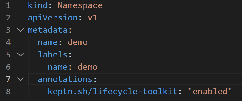 demo app namespace annotated